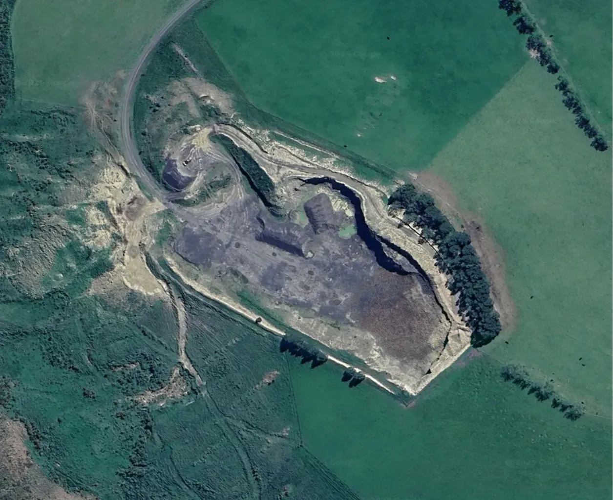Aerial view of Blackhead Quarries’ Marshalls site, showing the main quarry pit, haul roads and surrounding farmland.
